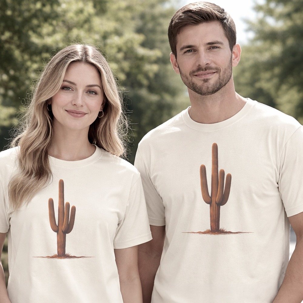 Saguaro Standing Alone in Desert Dust Tee